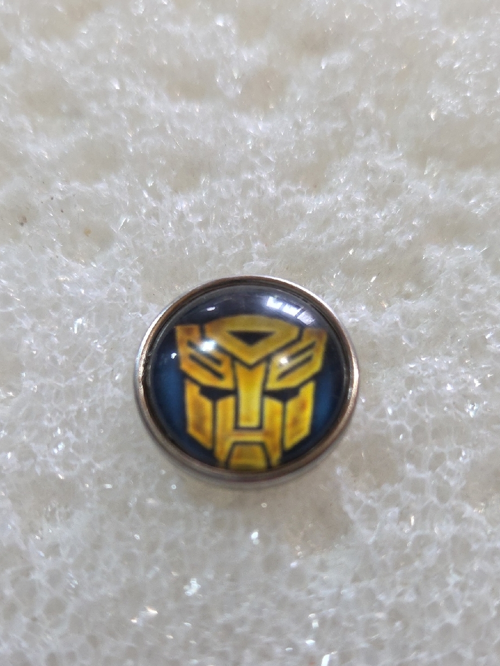 Yellow Transformers Autobot Round Ginger Snap Charm 18mm